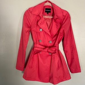 Express Double Breasted Trench Coat - Coral - XS